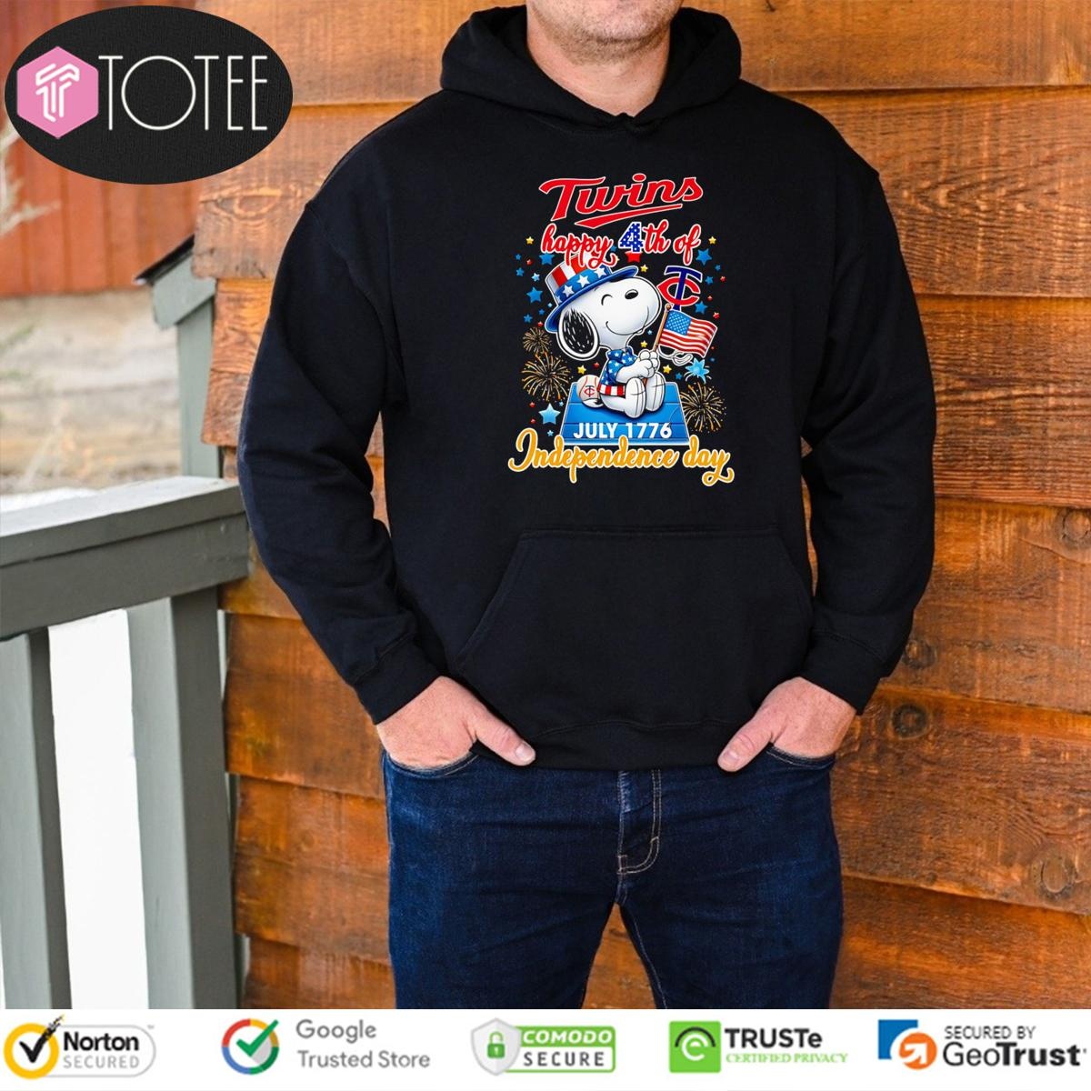 Peanuts Snoopy Minnesota Twins Baseball Happy 4Th Of July Independence Day Hoodie