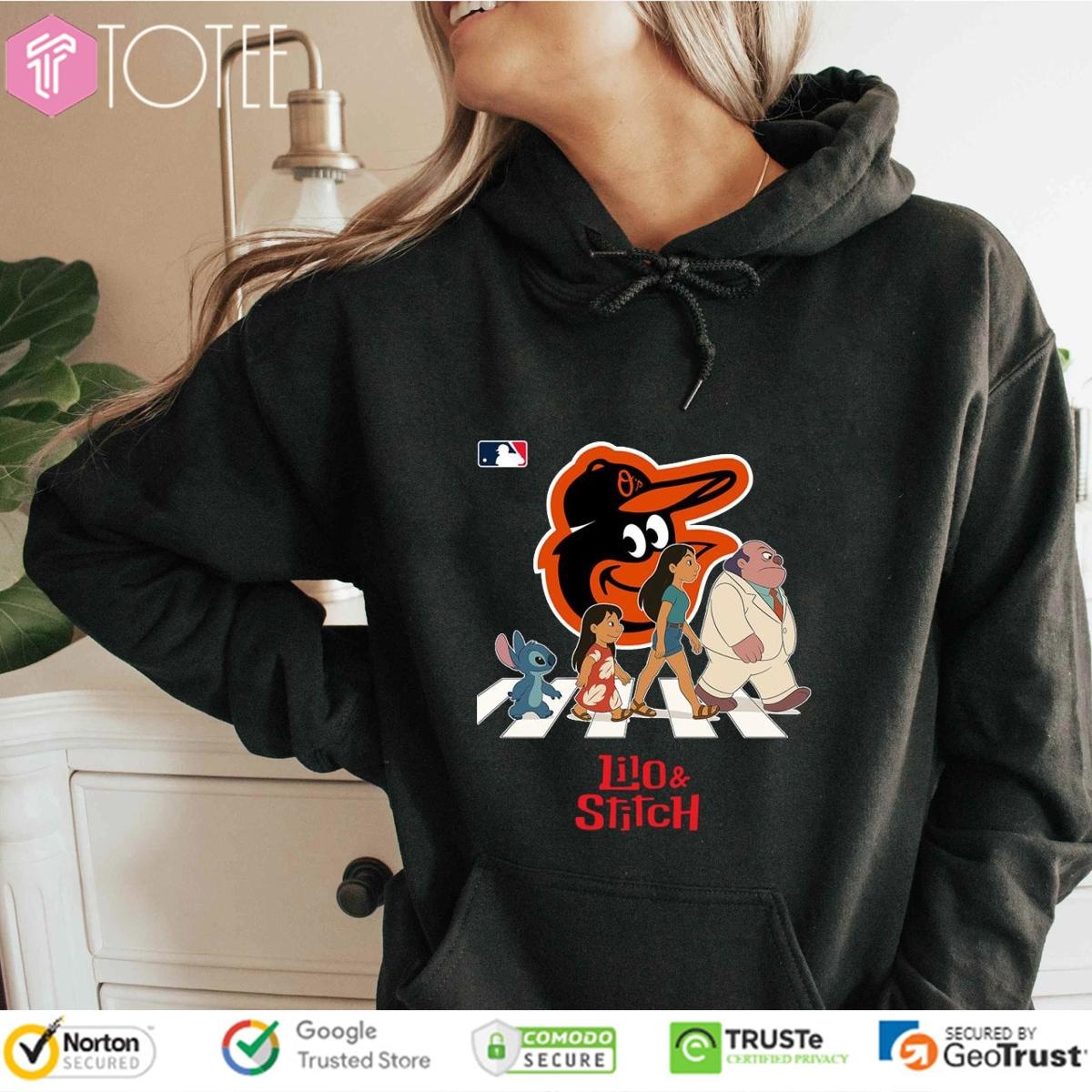 Lilo And Stitch Abbey Road Baltimore Orioles Baseball Hoodie