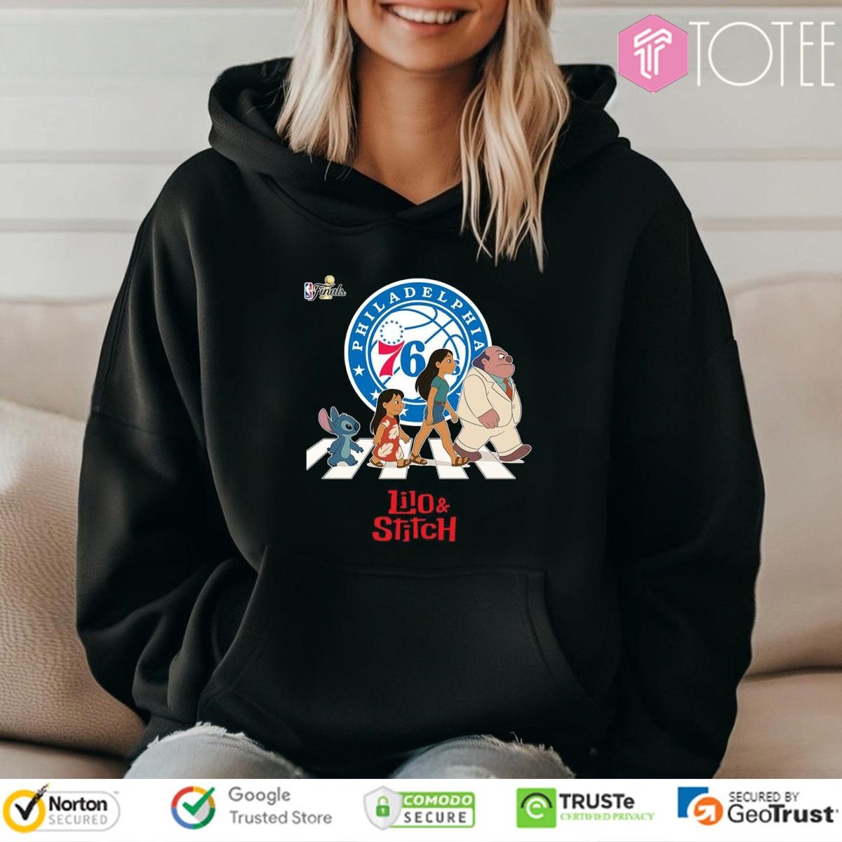Lilo And Stitch Abbey Road Philadelphia 76Ers Nba Finals Hoodie