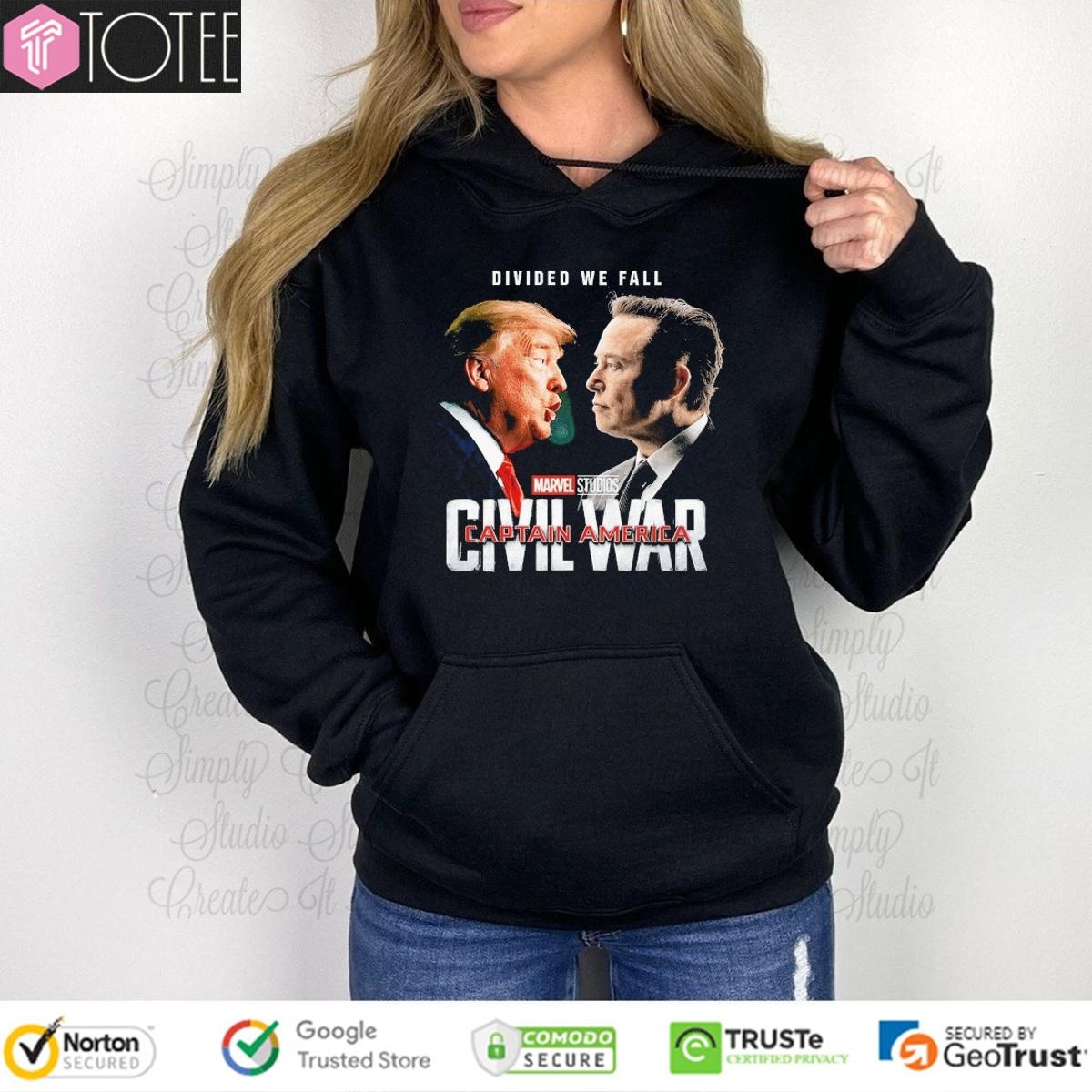 Trump Vs Elon Musk Civil Wars Divided We Fall Hoodie