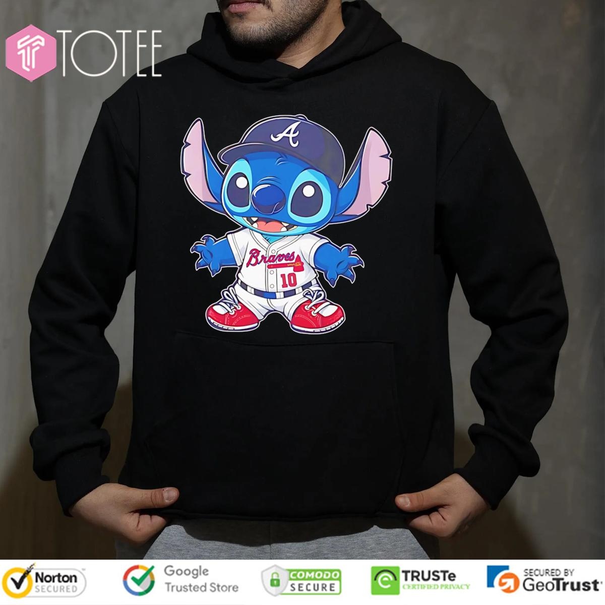 Disney Stitch Atlanta Braves Baseball Hoodie