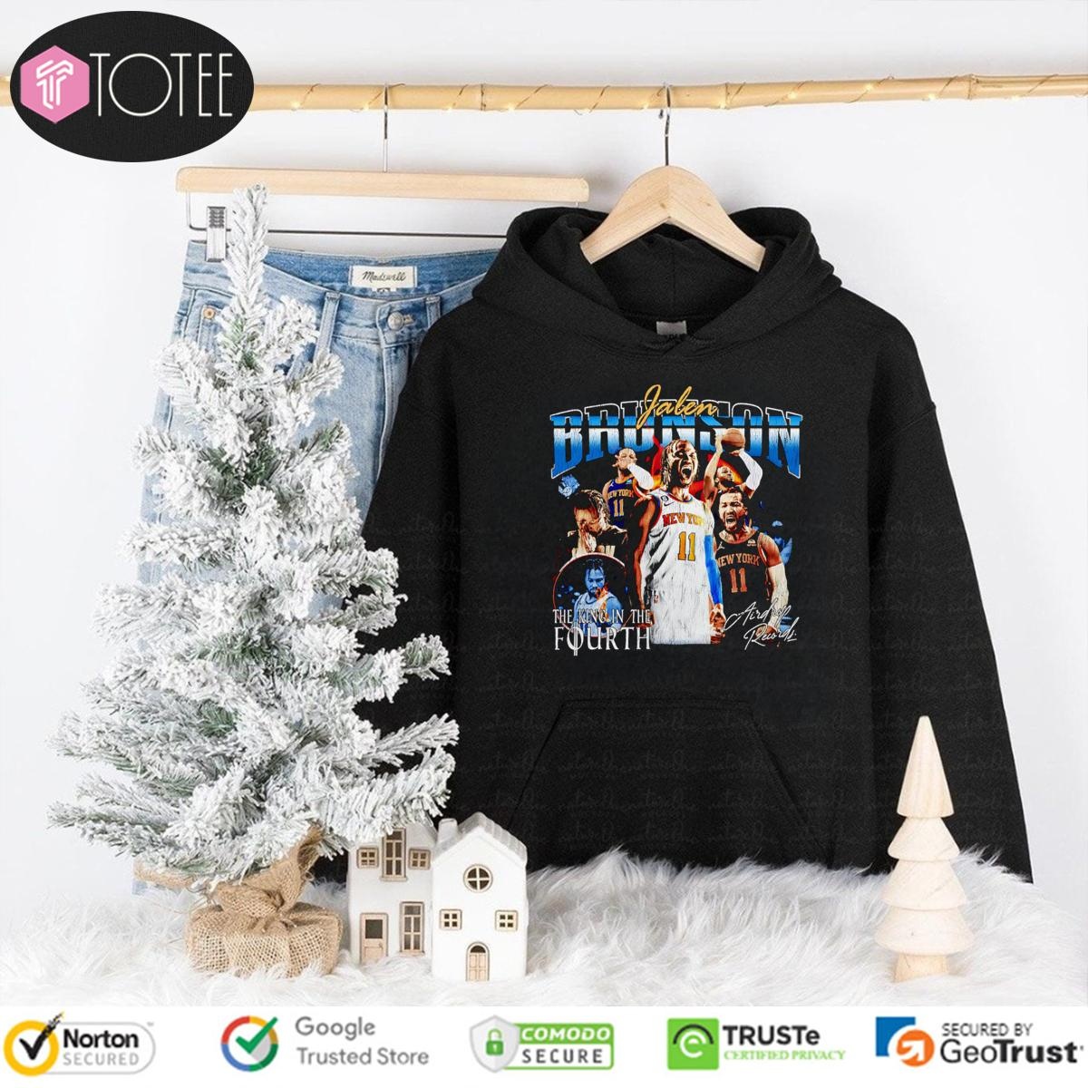 Jalen Brunson The King In The Fourth Knicks Signature Vintage Bootleg Hoodie