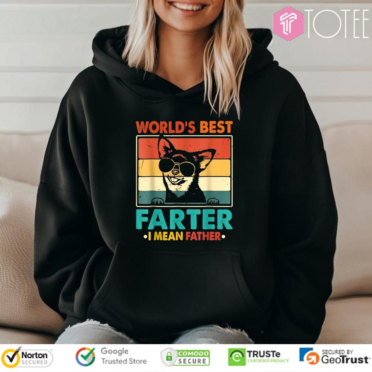 Worlds Best Farter I Mean Father Chihuahua Dog Fathers Day Vintage Hoodie