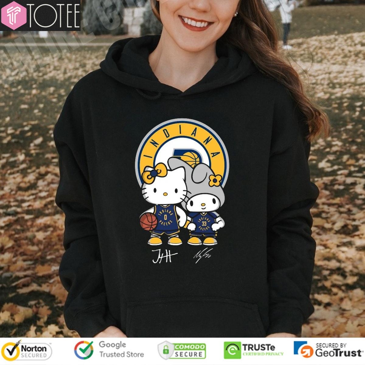 Indiana Pacers Tyrese Haliburton Myles Turner Hello Kitty Signatures Hoodie