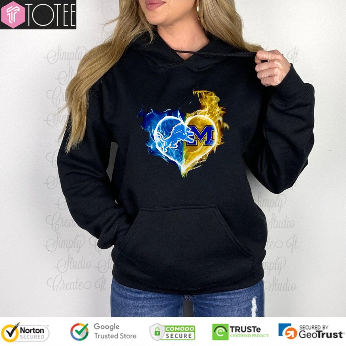 Smoke Heart Detroit Lions Michigan Wolverines Hoodie