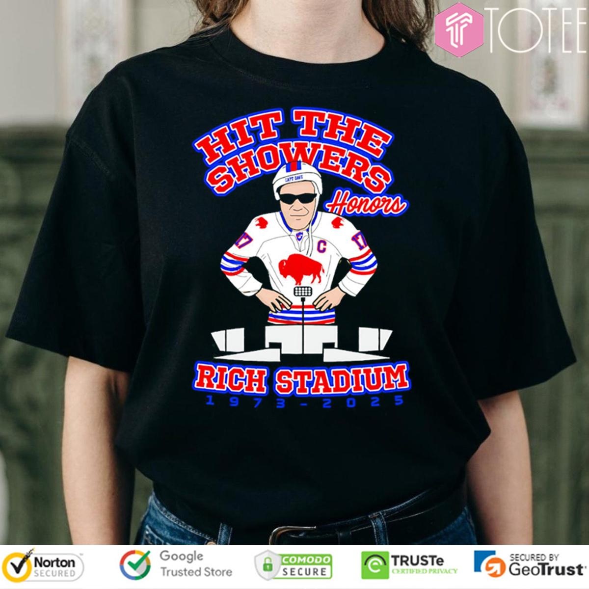 Buffalo Bills Hit The Showers Honors Rich Stadium 1973-2025 T-shirt