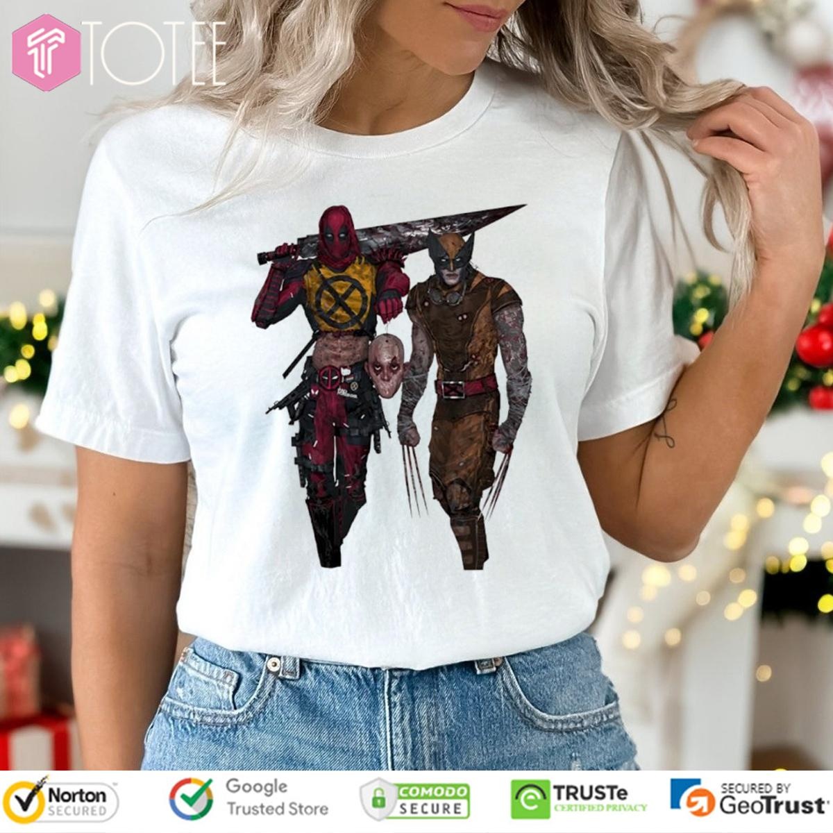 Deadpool And Wolverine Style Horror Scary Bloody T-shirt