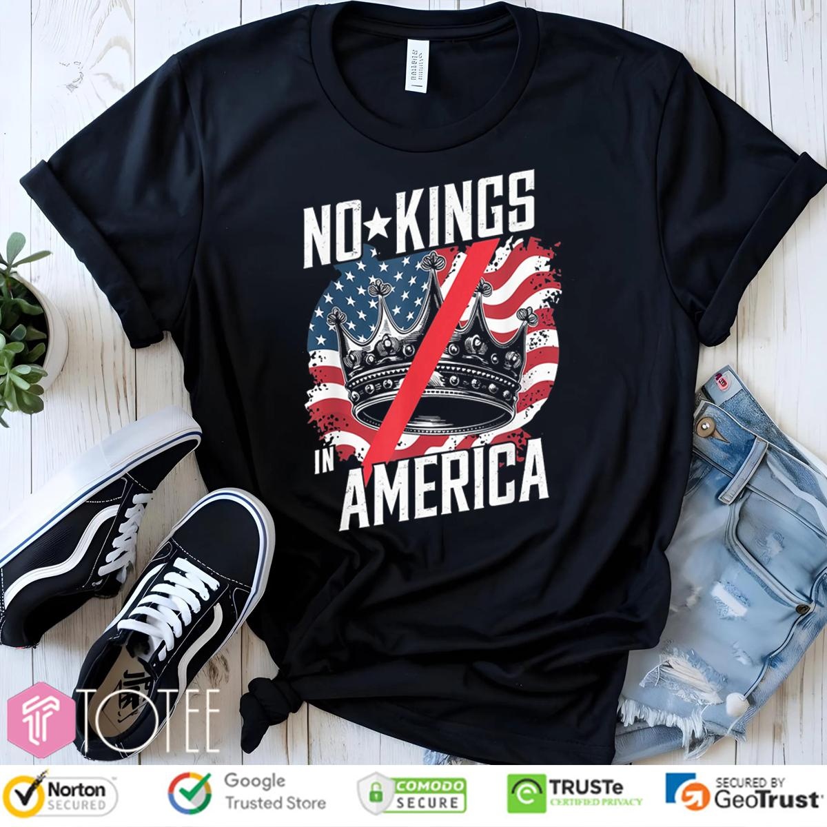 No Kings In America Protest Save Democracy Usa Flag T-shirt