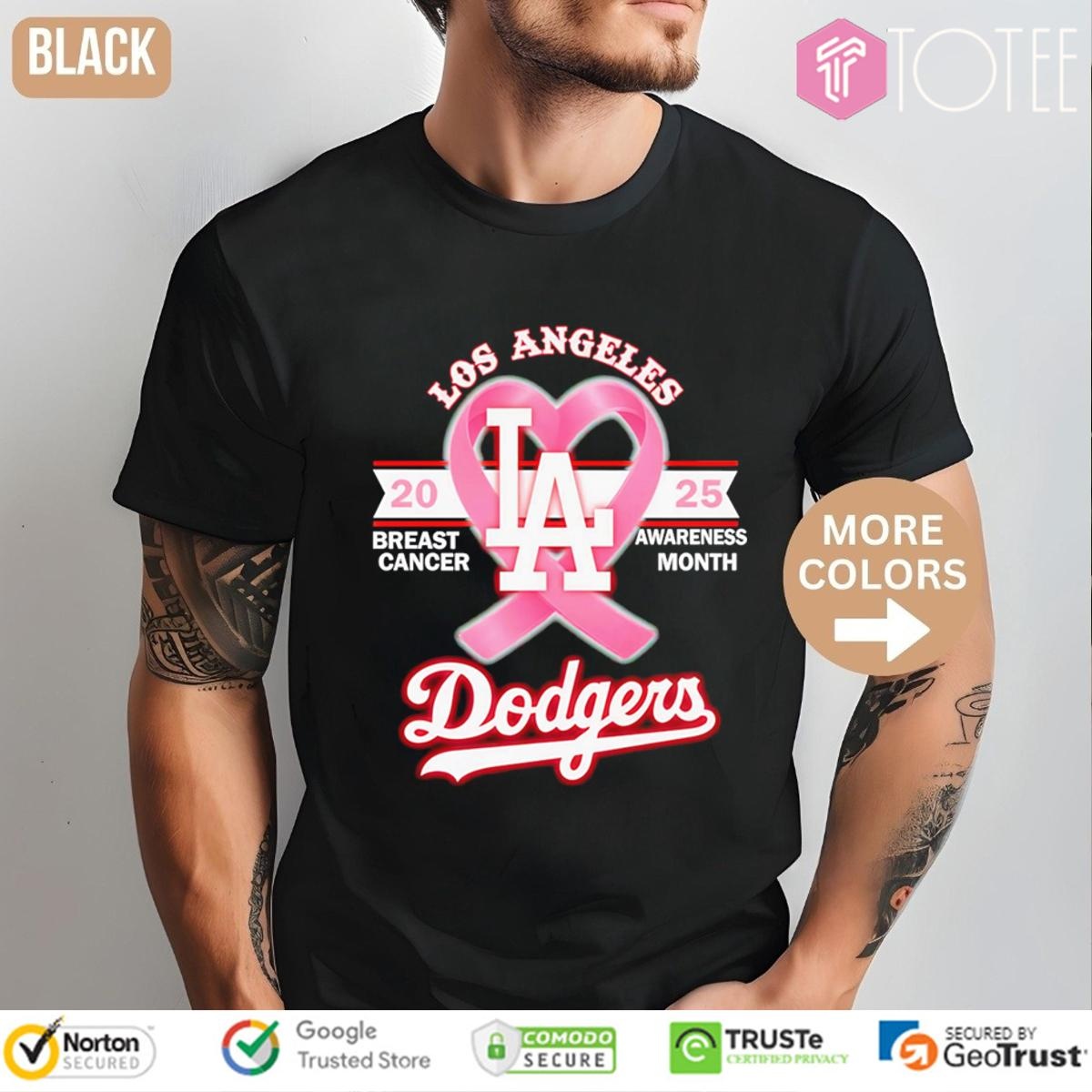 2025 Breast Cancer Awareness Month Los Angeles Dodgers Baseball T-shirt